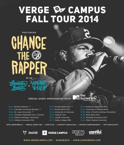 Chance The Rapper Fall 2014 College Tour