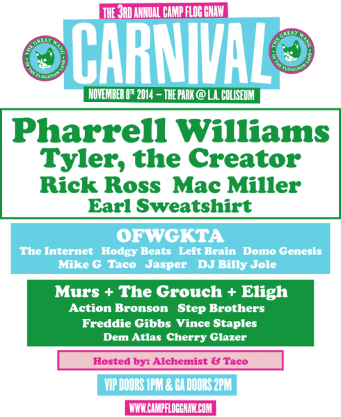 Video: Tyler, the Creator Interviews Pharrell at Camp Flog Gnaw 2014