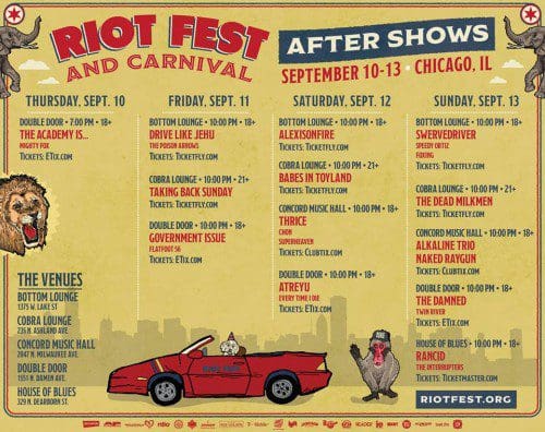 Riot Fest 2015 After Shows