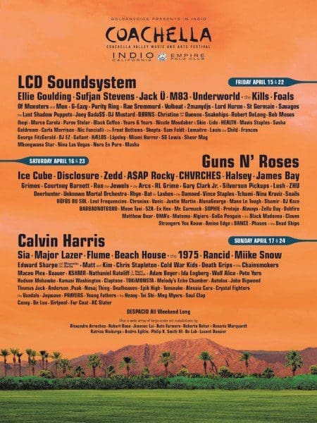 Coachella 2016 Lineup Announced, feat. Guns N’ Roses, LCD Soundsystem, ASAP Rocky