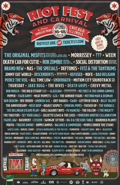 Riot Fest 2016 Lineup Announced feat. Morrissey, Sleater-Kinney, Deftones, Nas
