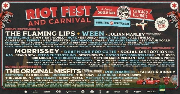 Riot Fest Chicago 2016 Daily Schedule Is Out
