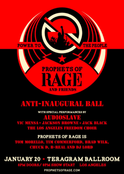 Livestream the Anti-Inaugural Ball feat. Prophets Of Rage, Vic Mensa, Audioslave
