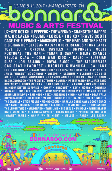Bonnaroo 2017 Lineup Announced feat. U2, Chance The Rapper, The Weeknd, RHCP