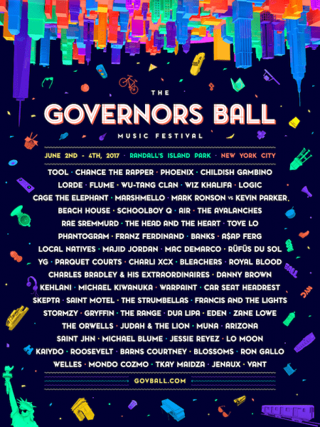 Governors Ball 2017 Lineup Announced feat. Chance the Rapper, Tool, Phoenix, Childish Gambino