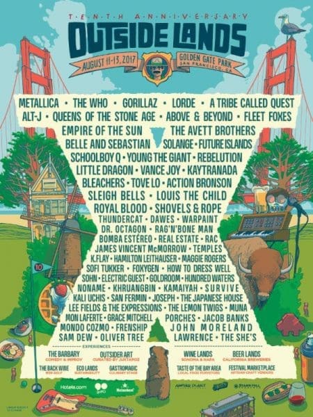 Outside Lands 2017 Lineup features Gorillaz, Metallica, The Who, A Tribe Called Quest