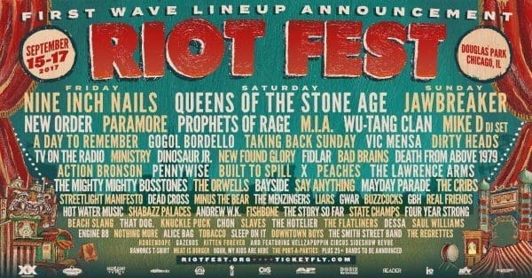 Riot Fest Announces First Wave of Acts for the 2017 Lineup, feat. Nine Inch Nails, Queens Of The Stone Age, and a Jawbreaker Reunion