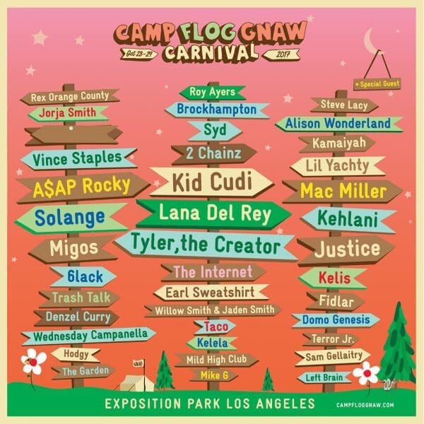 Tyler, the Creator’s Camp Flog Gnaw 2017 Lineup feat. Lana Del Rey, Kid Cudi, A$AP Rocky, Solange