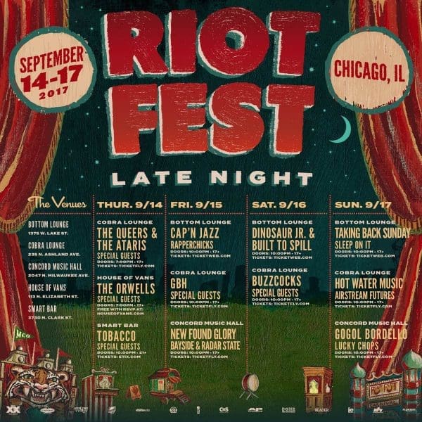 Riot Fest Announces Late Night Shows feat. The Orwells, Taking Back Sunday, Dinosaur Jr.