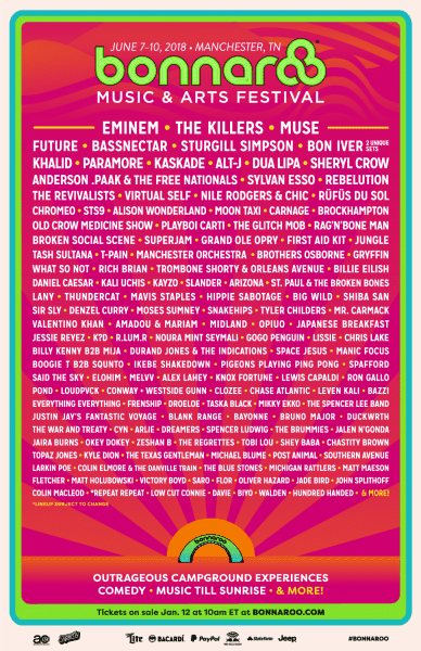 Bonnaroo 2018 Lineup Announced feat. Eminem, Future, Bon Iver, Khalid, Anderson .Paak