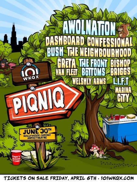 101WKQX’S 2018 PIQNIQ Festival Lineup Announced feat. AWOLNATION, Dashboard Confessional, Bush