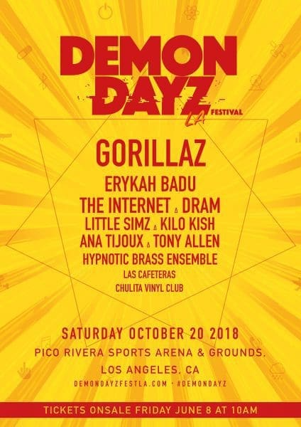 Gorillaz Announce 2018 Demon Dayz LA Festival Lineup feat. The Internet, Erykah Badu, DRAM