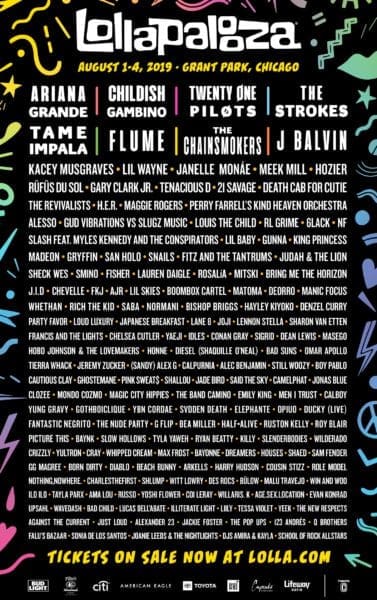 Lollapalooza 2019 Lineup Announced feat. The Strokes, Ariana Grande, Childish Gambino, Tame Impala