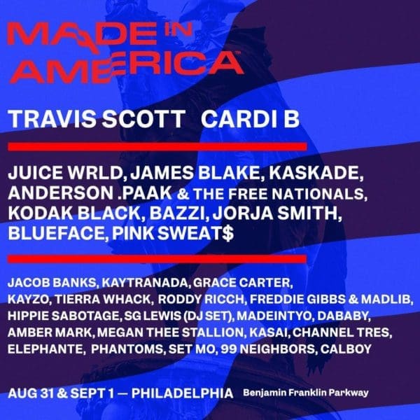 Made In America 2019 Lineup Announced feat. Cardi B, Travis Scott, Anderson .Paak