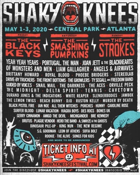 Shaky Knees 2020 Lineup Announced feat. The Strokes, The Black Keys, The Smashing Pumpkins, Yeah Yeah Yeahs