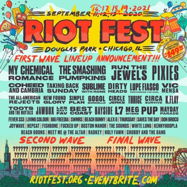 Riot Fest Moves to 2021 and Announces First Wave Lineup feat. Smashing Pumpkins, Run The Jewels, Lupe Fiasco