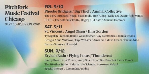 Pitchfork Music Festival 2021 Lineup Revealed feat. Phoebe Bridgers, St. Vincent, Erykah Badu