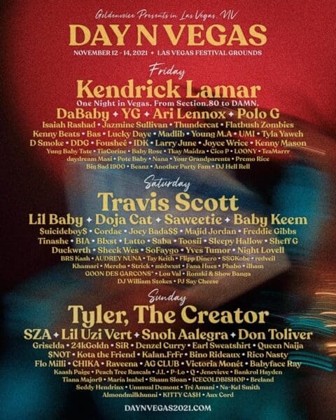 Day N Vegas Festival 2021 Announces Lineup feat. Kendrick Lamar, Travis Scott, and Tyler, the Creator