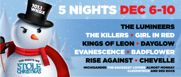 101WKQX ‘The Nights We Stole Christmas’ 2021 Lineup Announced feat. The Killers, The Lumineers, Rise Against