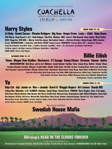 Coachella 2022 Lineup Announced feat. Kanye West, Billie Eilish, Harry Styles, Doja Cat