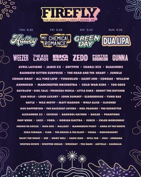 Firefly Festival Announces 2022 Lineup feat. Dua Lipa, Green Day, My Chemical Romance 