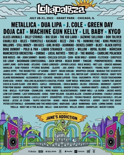 Lollapalooza 2022 Lineup Announced feat. Dua Lipa, Doja Cat, Metallica
