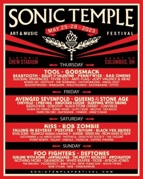 Sonic Temple Art & Music Festival 2023 feat. Foo Fighters, Tool, KISS
