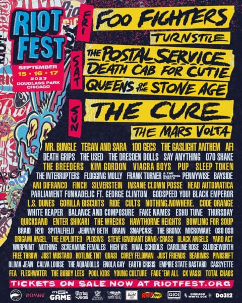 Riot Fest 2023 Lineup feat. Foo Fighters, Turnstile, The Cure, Queens of the Stone Age