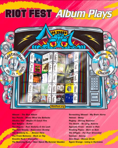 Riot Fest Announces 2025 Album Plays feat. Weezer, Sex pistols, Alkaline Trio